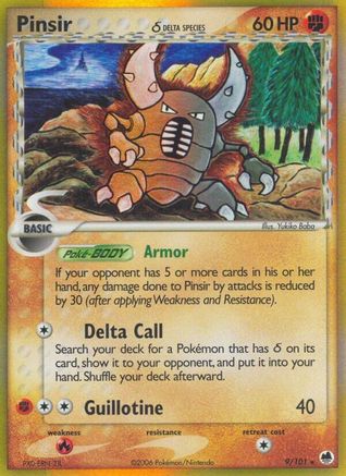 Pinsir (Delta Species) 009/101 - Dragon Frontiers Reverse Holofoil - Holo Rare