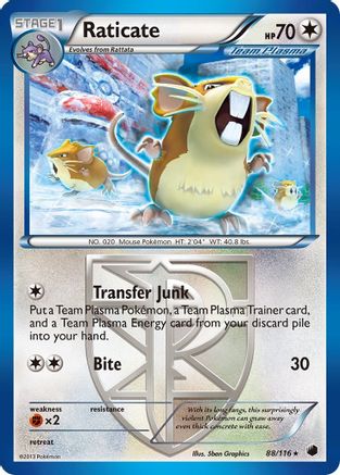 Raticate (Team Plasma) (88/116) - Plasma Freeze Reverse Holofoil - Rare