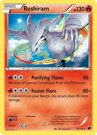 Reshiram (17/116) - Plasma Freeze Holofoil - Holo Rare