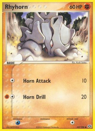 Rhyhorn (62/106) - Emerald Reverse Holofoil - Common