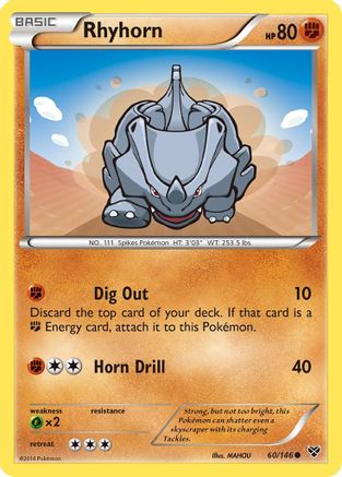 Rhyhorn 060 - XY Base Set Reverse Holofoil - Common