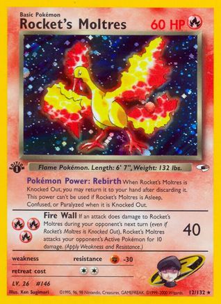 Rocket's Moltres 012/132 - Gym Heroes 1st Edition Holofoil - Holo Rare