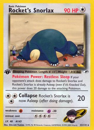 Rocket's Snorlax 033/132 - Gym Heroes 1st Edition - Rare