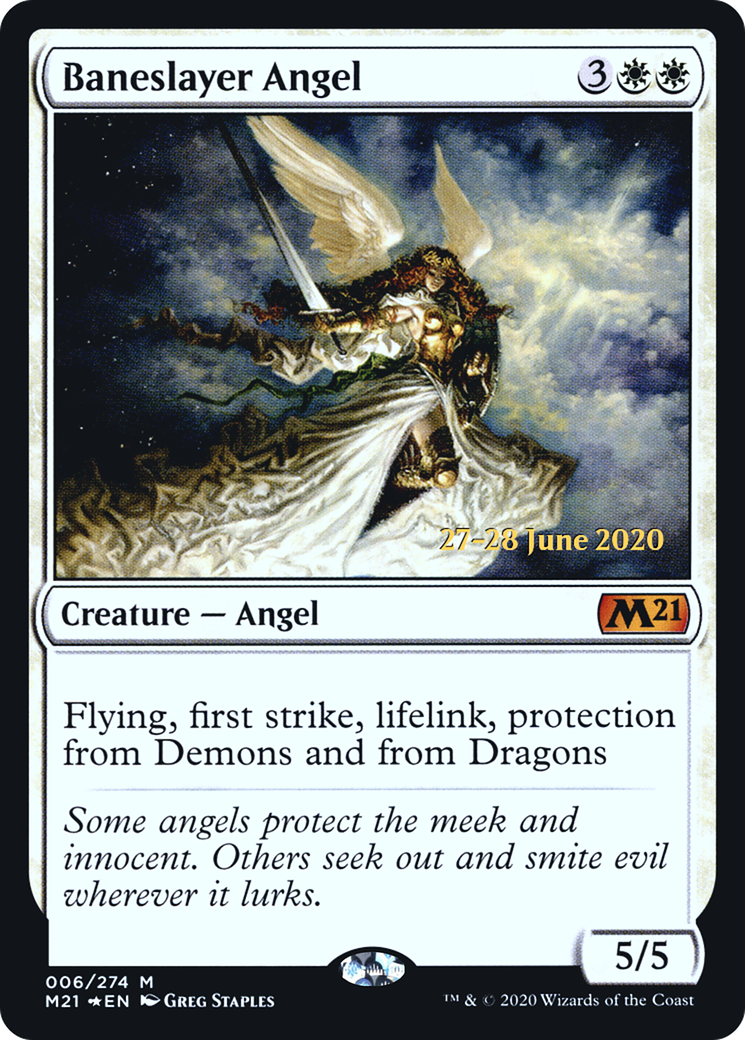 Baneslayer Angel (PRE-06S) - Core Set 2021 Promos (Prerelease) Foil