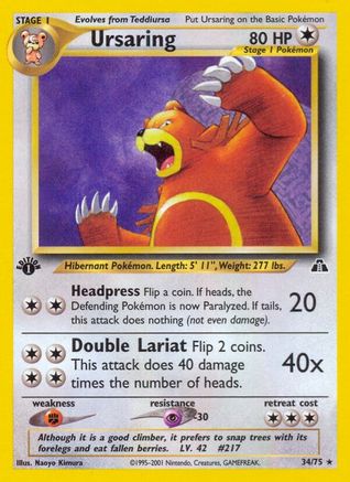 Ursaring 034/075 - Neo Discovery 1st Edition - Rare