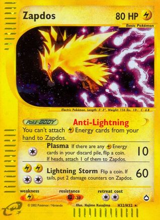 Zapdos (H32) H32 - Aquapolis Holofoil - Holo Rare