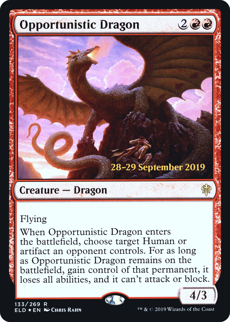 Opportunistic Dragon (PRE-133S) - Throne of Eldraine Promos (Prerelease) Foil