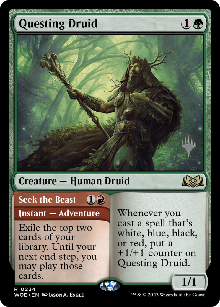 Questing Druid // Seek the Beast (PPWOE-234P) - Wilds of Eldraine Promos (Promo Pack)