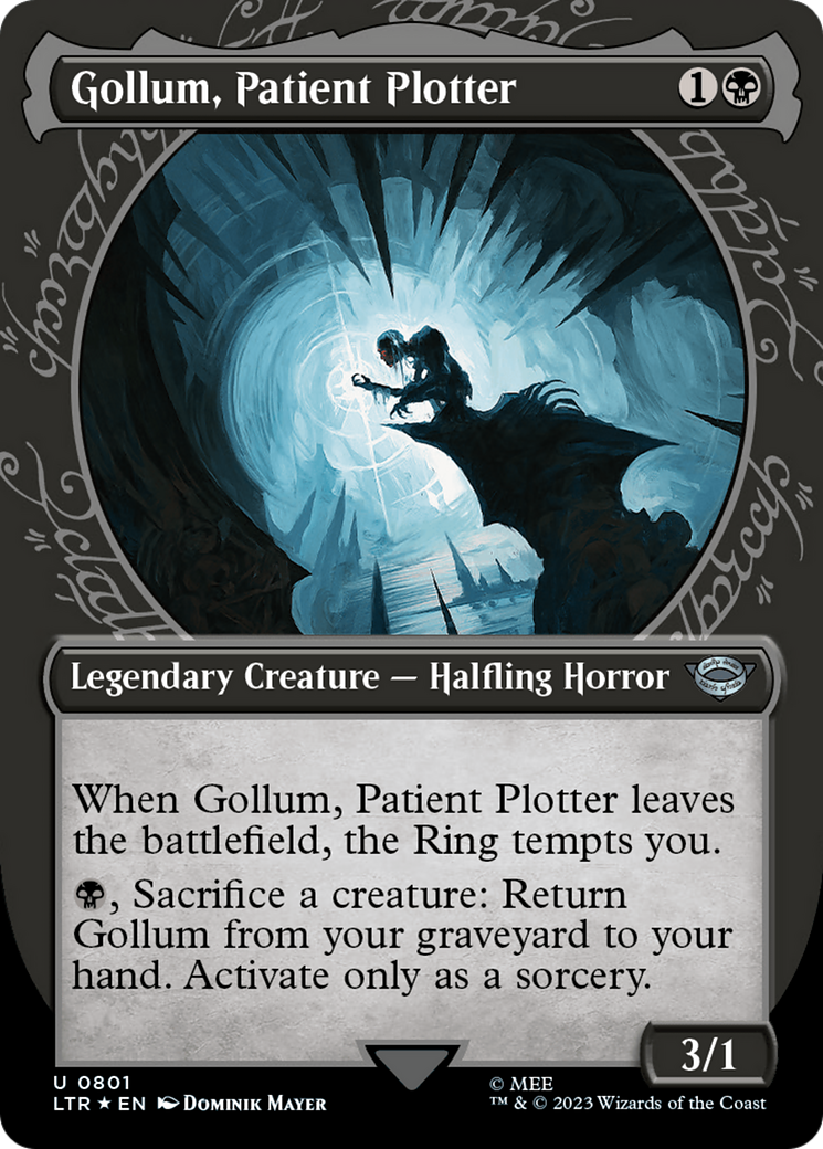 Gollum, Patient Plotter (Showcase) (Surge Foil) (LTR-801) - The Lord of the Rings: Tales of Middle-earth: (Showcase) (Borderless) Foil