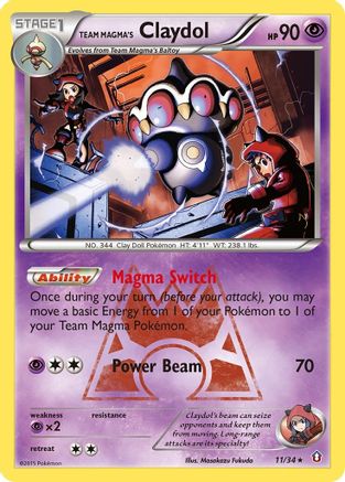 Team Magma's Claydol - 011/34 - Double Crisis Holofoil