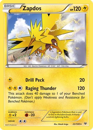 Zapdos 023/108 - XY Roaring Skies Reverse Holofoil - Rare