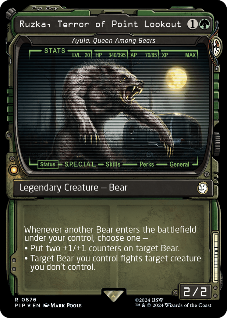 Ruzka, Terror of Point Lookout - Ayula, Queen Among Bears (Showcase) (Surge Foil) (PIP-876) - Fallout / Ruzka, Terror of Point Lookout: (Showcase) Foil
