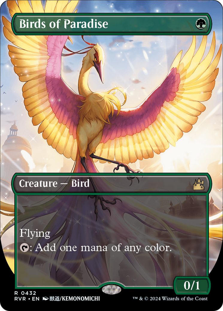 Birds of Paradise (Anime Borderless) (RVR-432) - Ravnica Remastered (Borderless) Foil