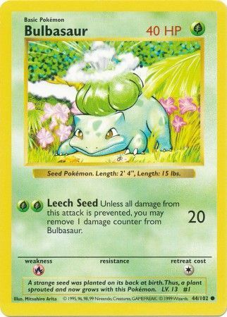 Bulbasaur 044/102 - Base Set Shadowless Unlimited - Common