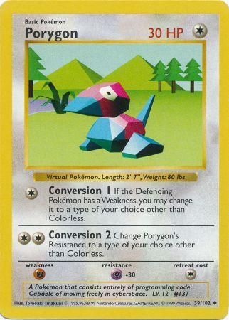 Porygon 039/102 - Base Set Shadowless Unlimited - Uncommon