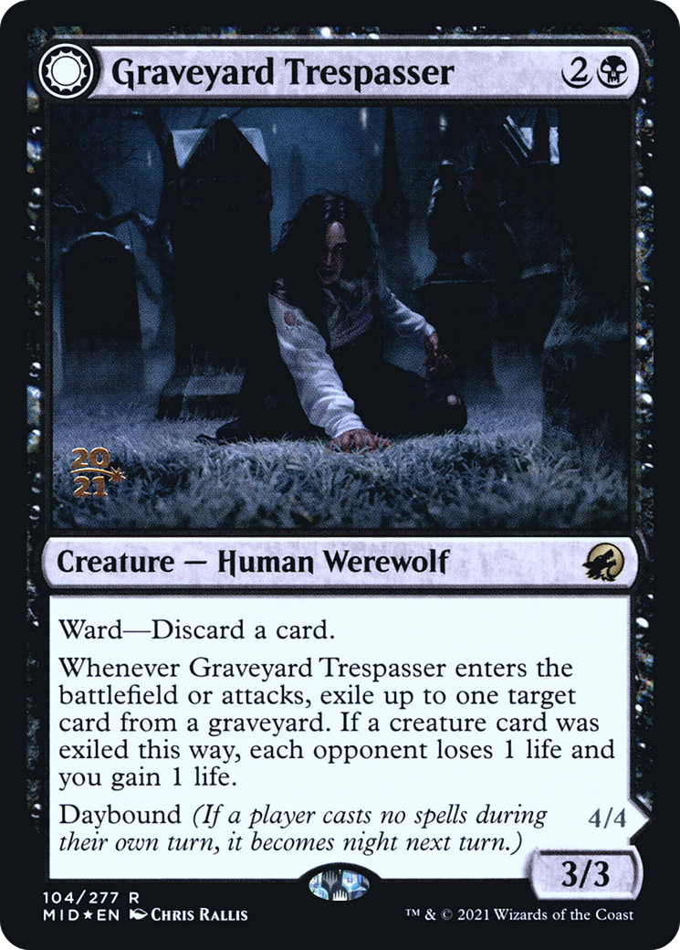 Graveyard Trespasser // Graveyard Glutton (PRE-104S) - Innistrad: Midnight Hunt Promos: (Double Faced Transform) (Prerelease) Foil