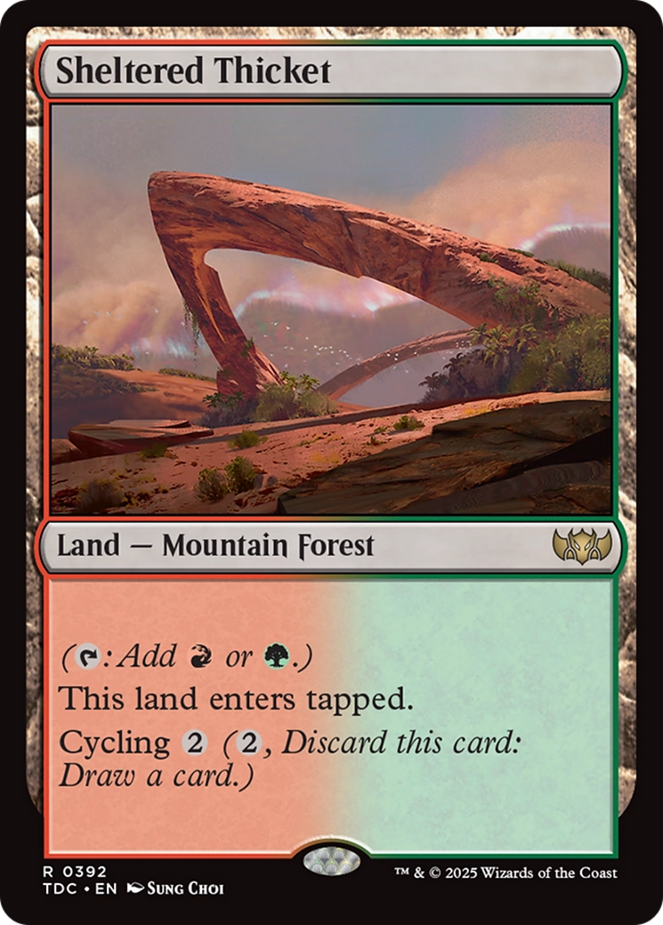 Sheltered Thicket (TDC-392) - Commander: Tarkir: Dragonstorm