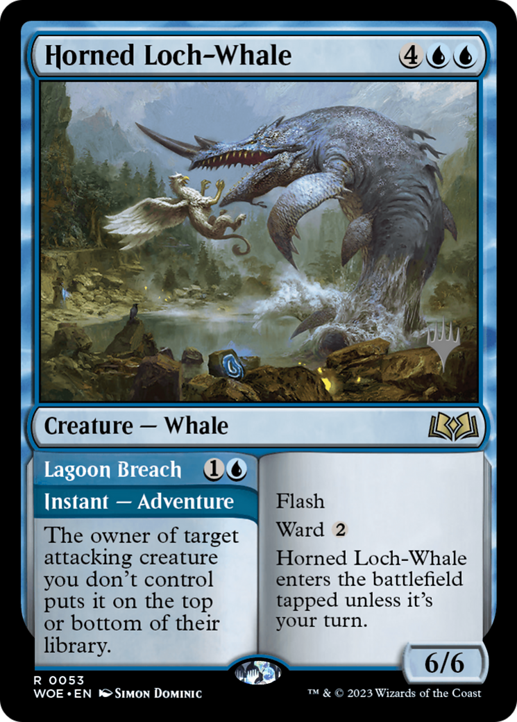 Horned Loch-Whale // Lagoon Breach (PPWOE-053) - Wilds of Eldraine Promos (Promo Pack)