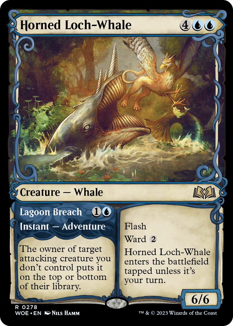 Horned Loch-Whale // Lagoon Breach (WOE-278) - Wilds of Eldraine: (Showcase)