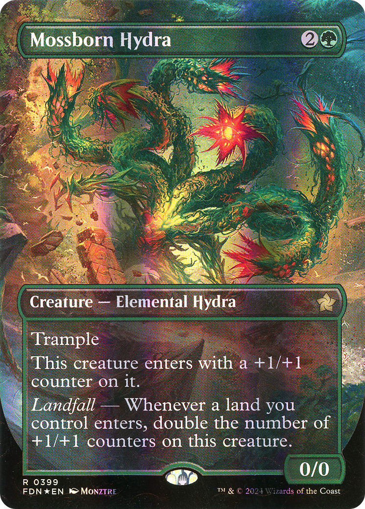 Mossborn Hydra (Borderless) (Mana Foil) (Borderless)(FDN-399) - Foundations Foil
