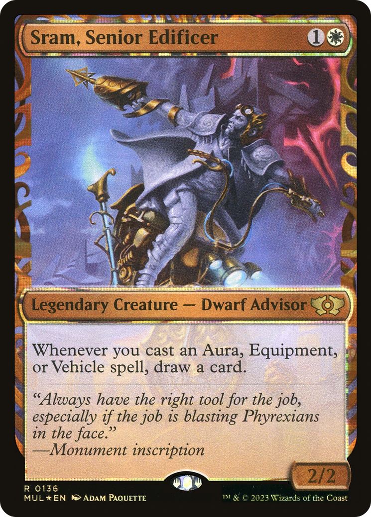 Sram, Senior Edificer (Halo Foil) (MUL-136) - Multiverse Legends: (Showcase) Foil