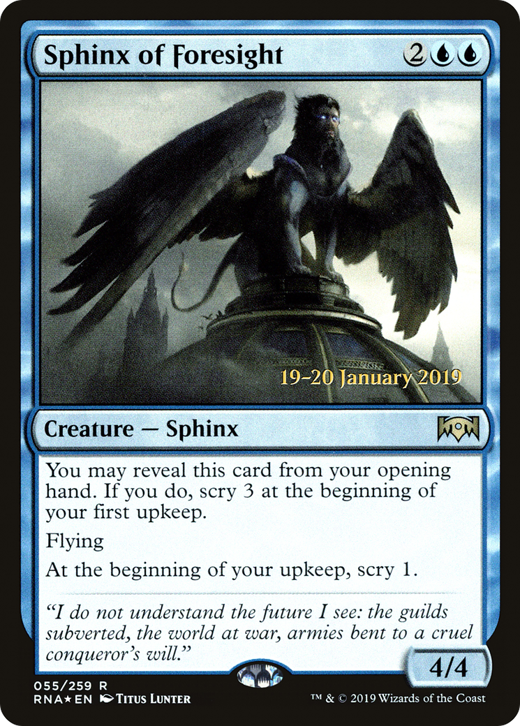 Sphinx of Foresight (PRE-55S) - Ravnica Allegiance Promos (Prerelease) Foil