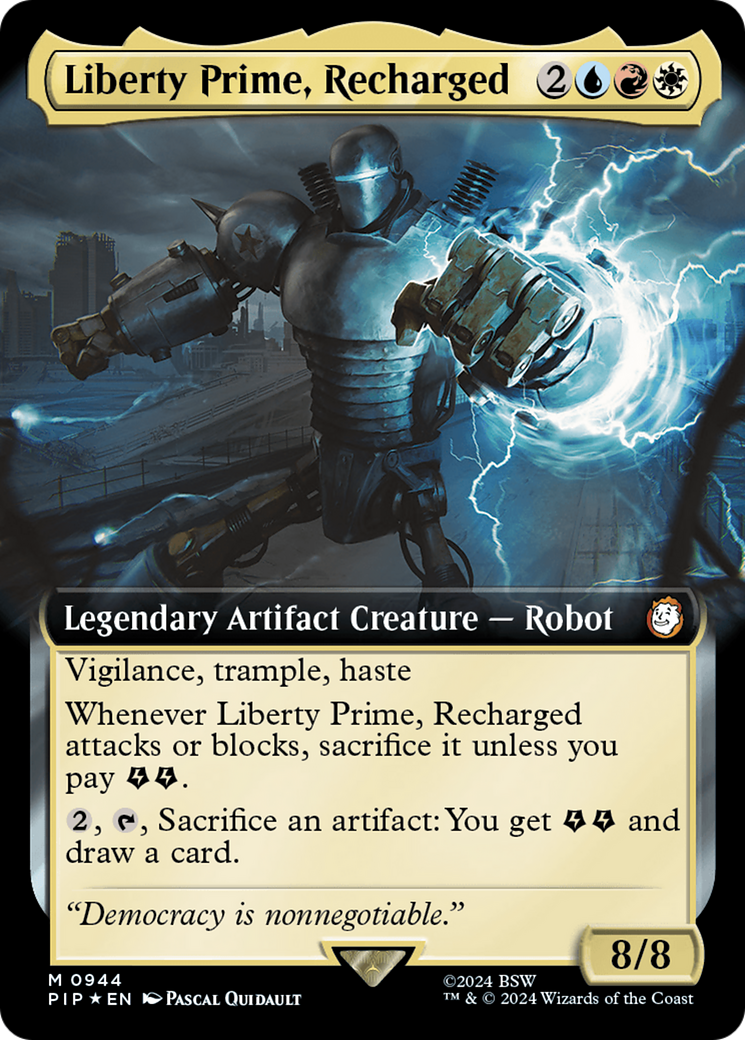 Liberty Prime, Recharged (Extended Art) (Surge Foil) (PIP-944) - Fallout: (Extended Art) Foil