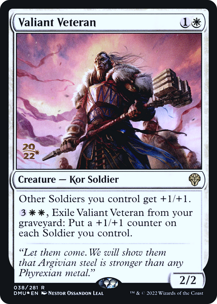 Valiant Veteran (PRE-038) - Dominaria United Promos (Prerelease) Foil