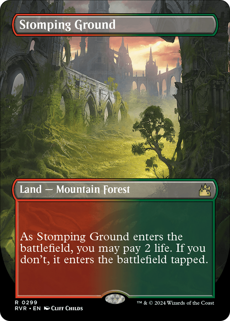Stomping Ground (Borderless) (RVR-299) - Ravnica Remastered (Borderless) Foil