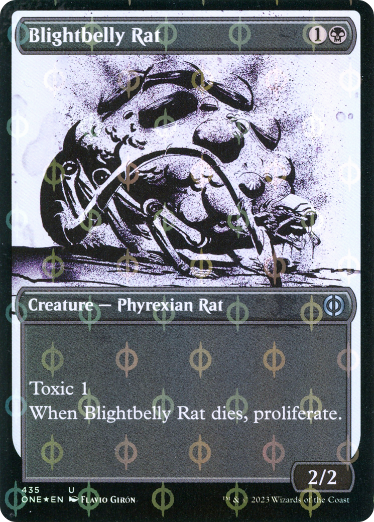 Blightbelly Rat (Showcase) (Step-and-Compleat Foil) (ONE-435) - Phyrexia: All Will Be One: (Showcase) Foil