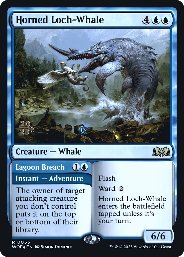 Horned Loch-Whale // Lagoon Breach (PRE-053) - Wilds of Eldraine Promos (Prerelease) Foil