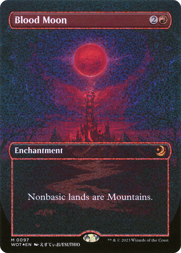 Blood Moon (Anime Borderless) (Confetti Foil) (WOT-097) - Wilds of Eldraine: Enchanting Tales (Borderless) Foil