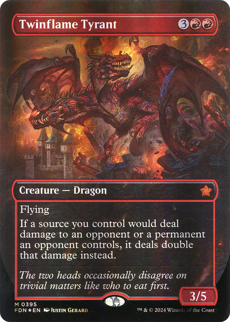 Twinflame Tyrant (Borderless) (Mana Foil) (Borderless)(FDN-395) - Foundations Foil