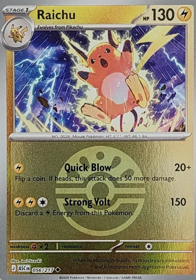 Raichu (Friend Ball) (56) - ME Ascended Heroes Reverse Holofoil - Uncommon