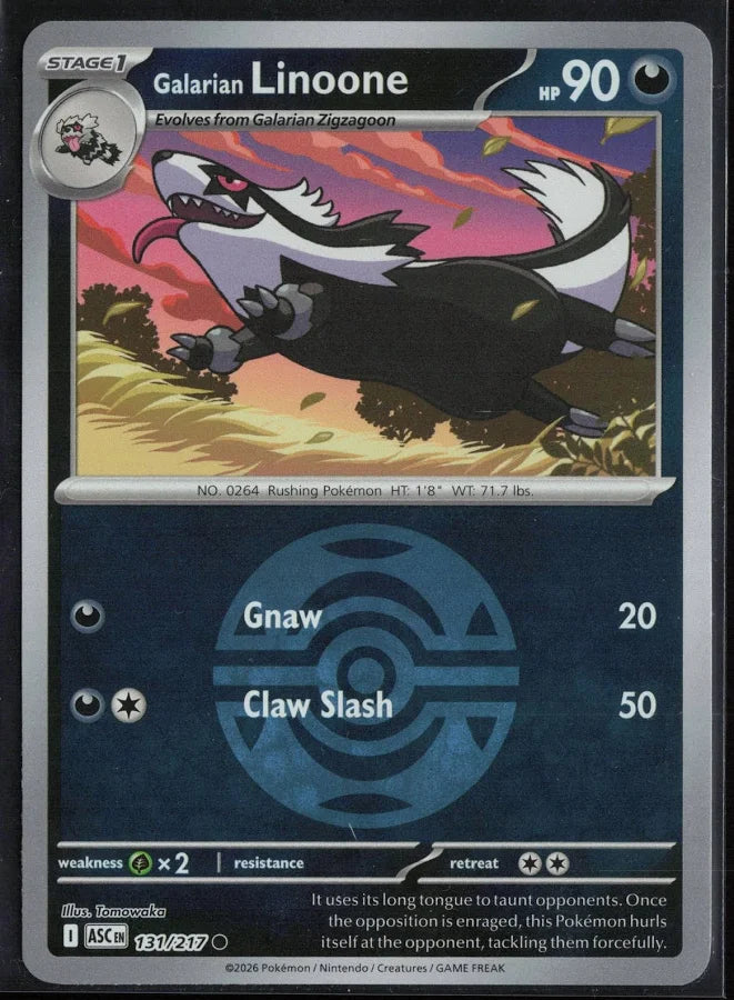 Galarian Linoone (Dusk Ball) (131) - ME Ascended Heroes Reverse Holofoil - Common