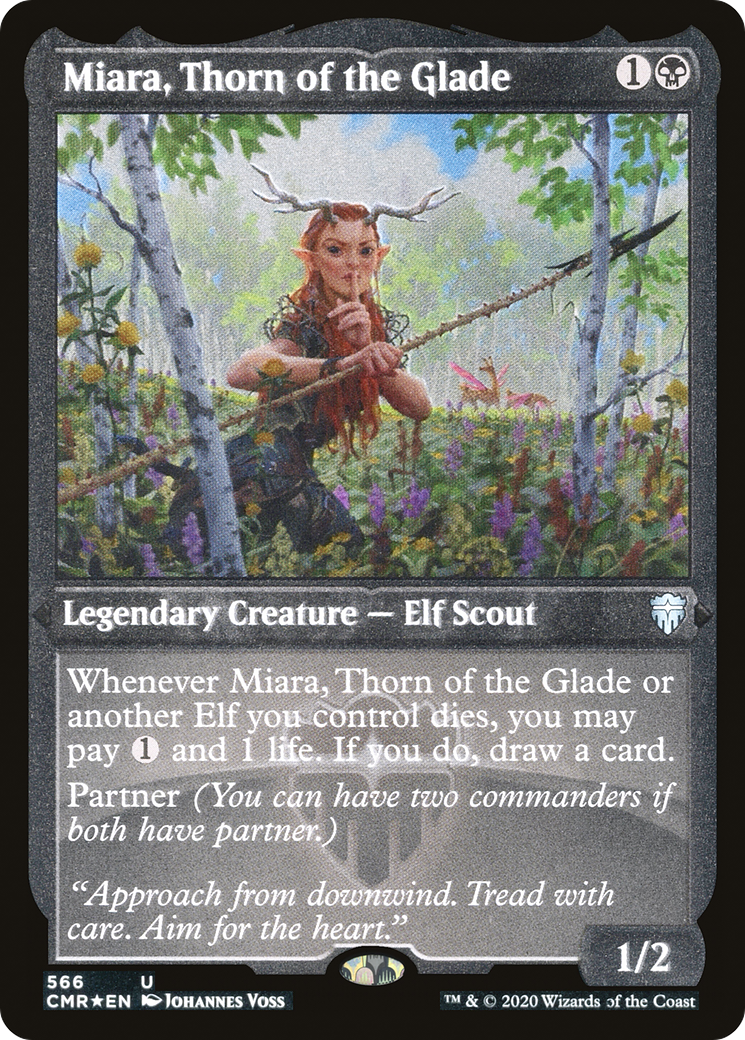 Miara, Thorn of the Glade (CMR-566) - Commander Legends Etched Foil