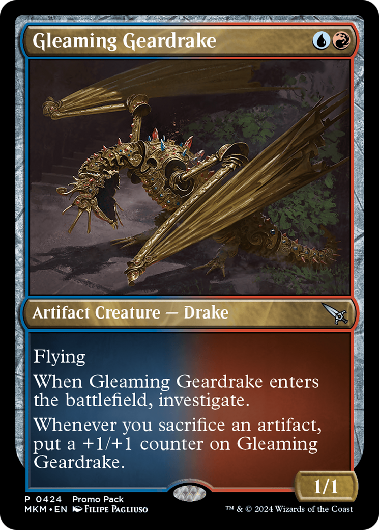 Gleaming Geardrake  (PPMKM-424) - Murders at Karlov Manor (Promo Pack) Foil