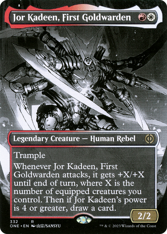 Jor Kadeen, First Goldwarden (Borderless) (ONE-332) - Phyrexia: All Will Be One: (Showcase) (Borderless) Foil