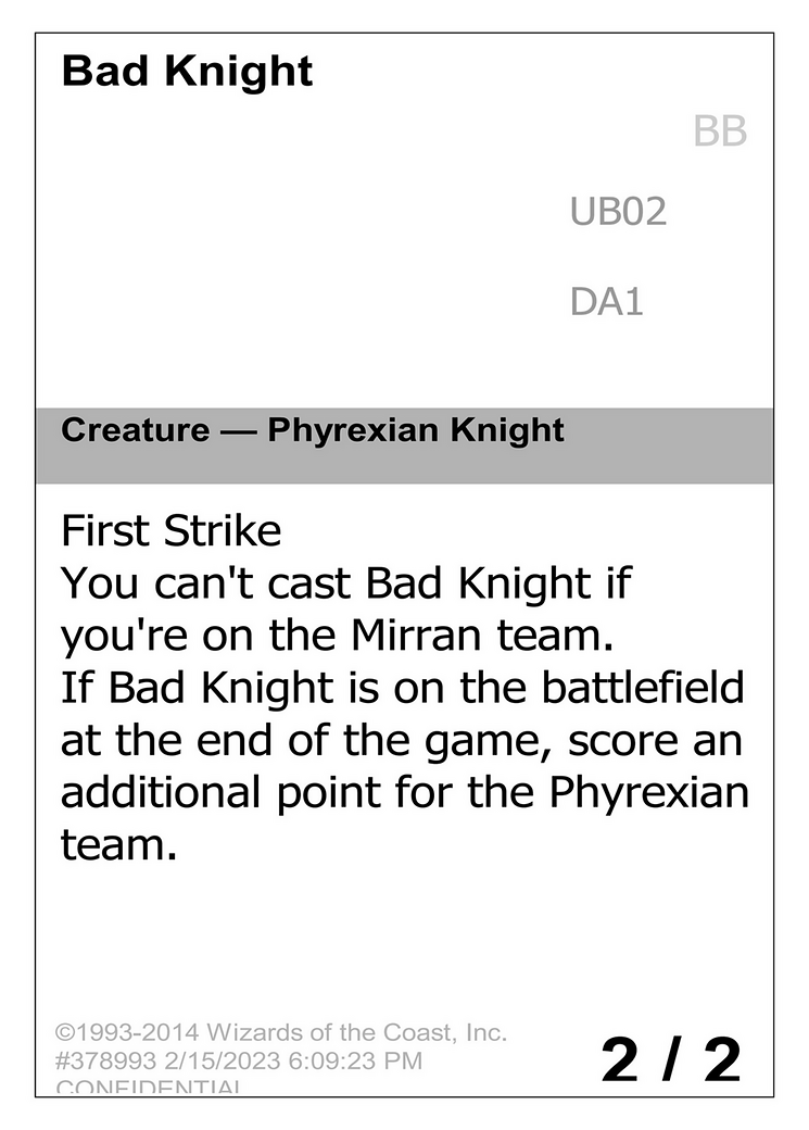 Bad Knight (UNK-UB02A) - Unknown Event (Playtest)