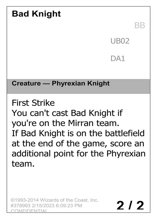 Bad Knight (UNK-UB02A) - Unknown Event (Playtest)