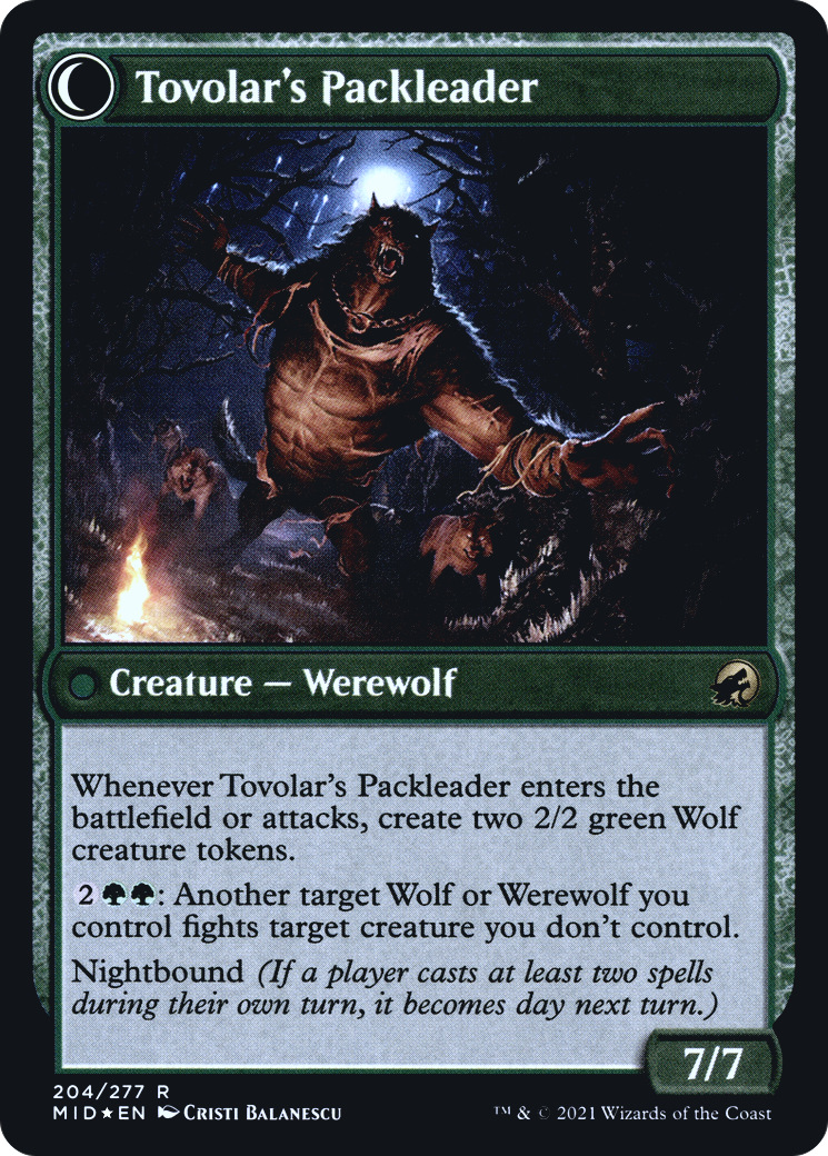 Tovolar's Huntmaster // Tovolar's Packleader (PMID-204S) - Innistrad: Midnight Hunt Promos: (Double Faced Transform) Foil