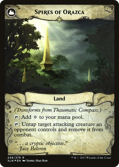 Thaumatic Compass // Spires of Orazca (PXLN-249S) - Ixalan Promos: (compasslanddfc) Foil