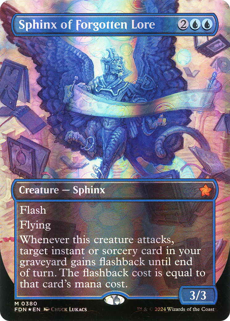 Sphinx of Forgotten Lore (Borderless) (Mana Foil)  (Borderless)(FDN-380) - Foundations Foil