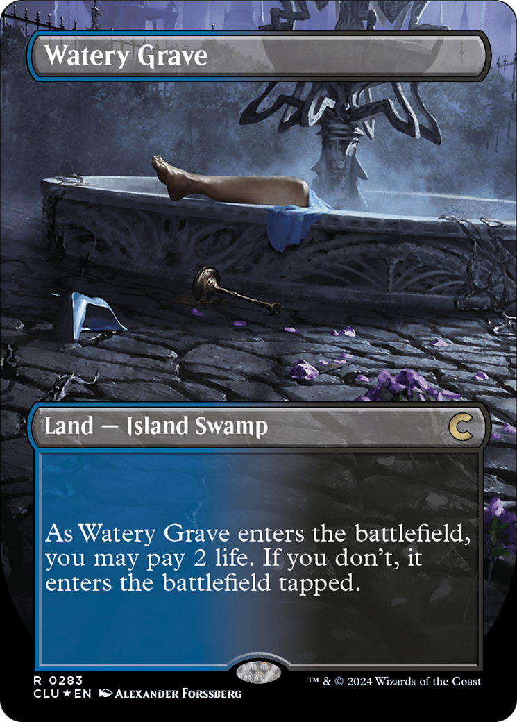 Watery Grave (CLU-283) - Ravnica: Clue Edition (Borderless) Foil