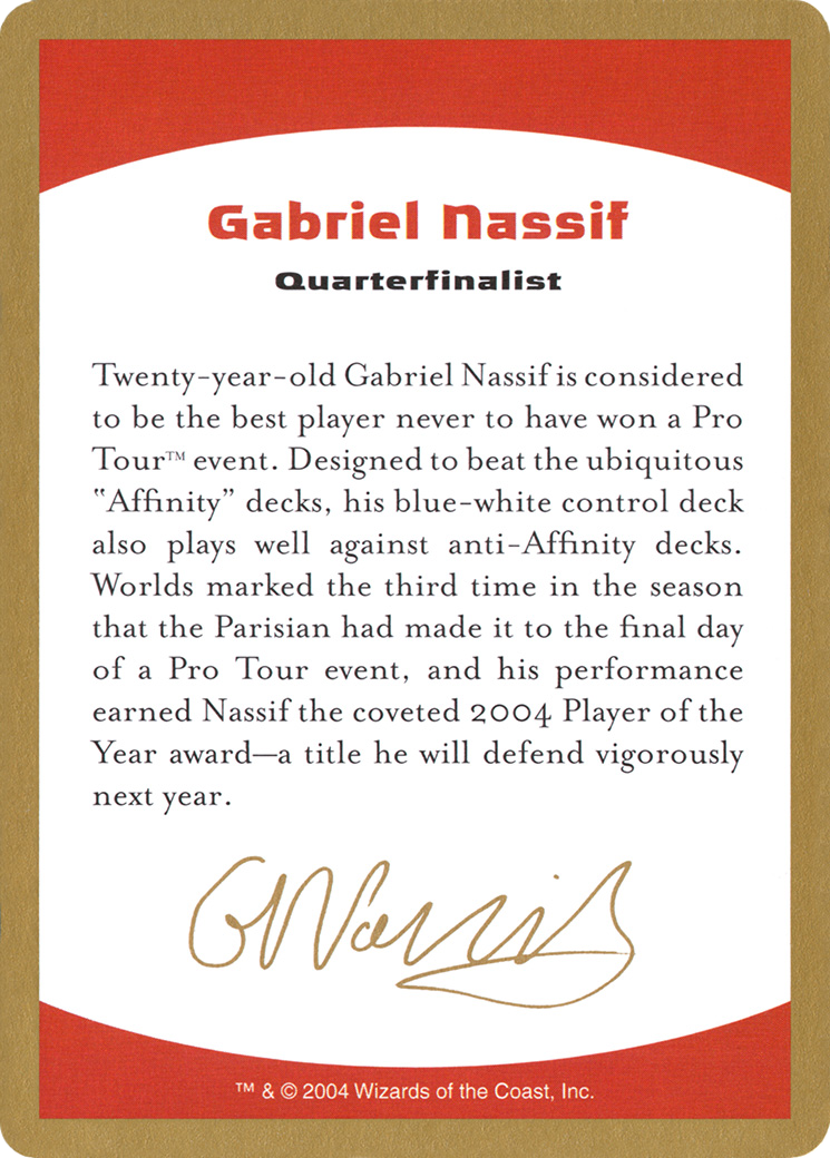 Gabriel Nassif Bio (WC04-GN0A) - World Championship Decks 2004