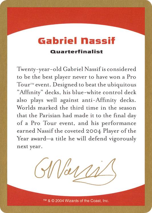 Gabriel Nassif Bio (WC04-GN0A) - World Championship Decks 2004