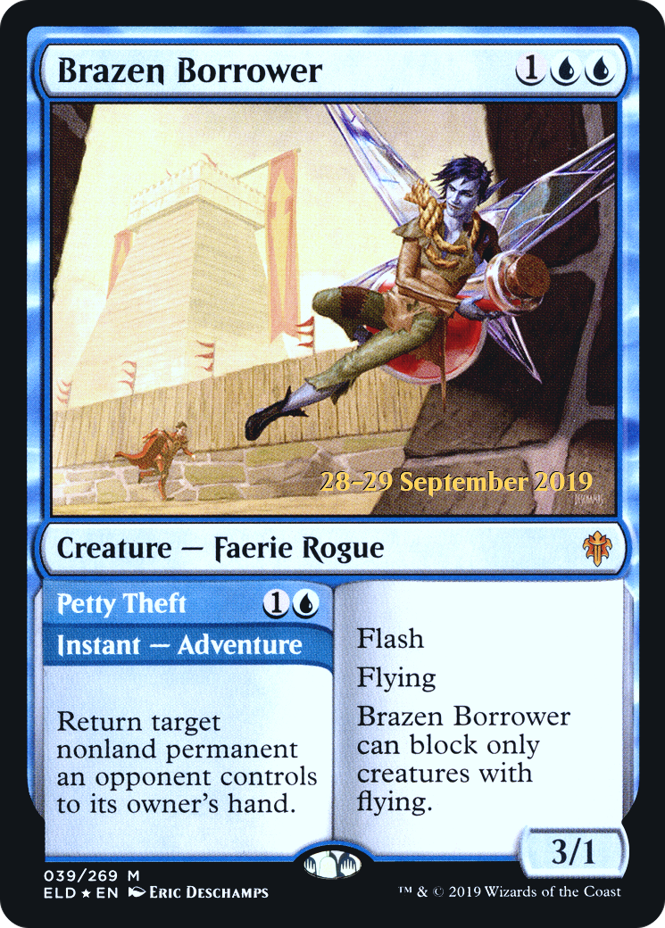 Brazen Borrower // Petty Theft (PRE-39S) - Throne of Eldraine Promos (Prerelease) Foil