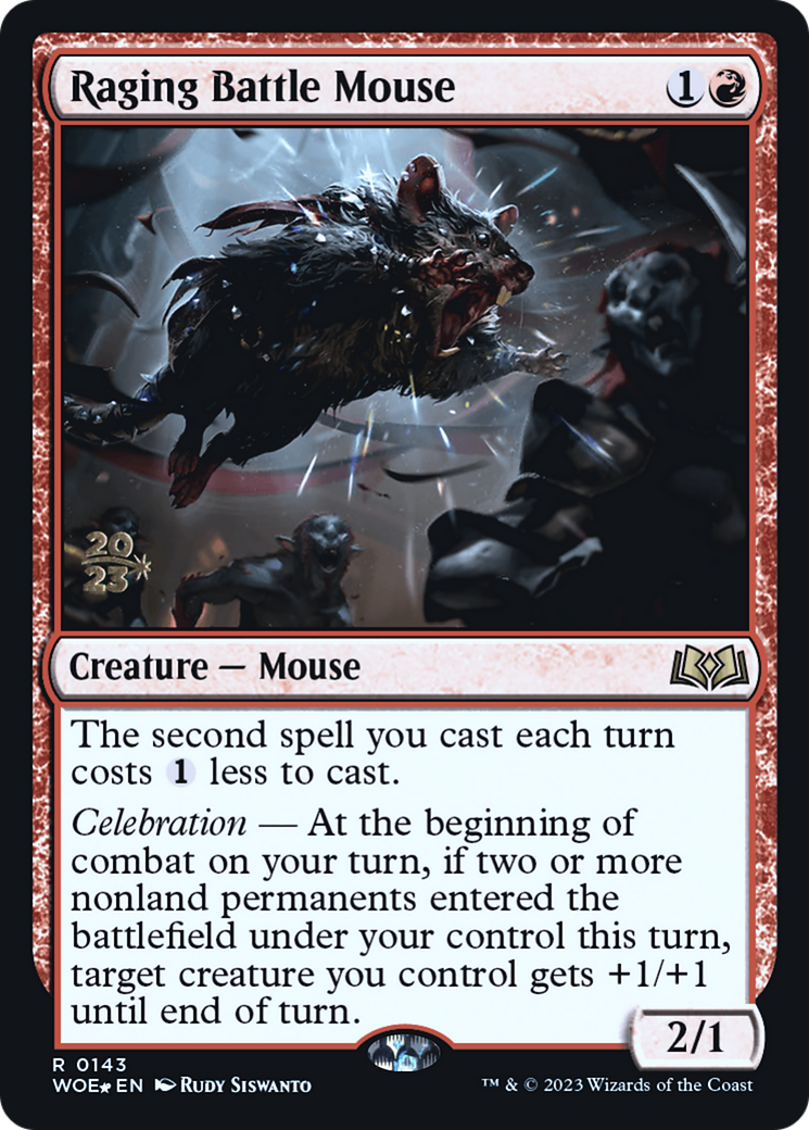 Raging Battle Mouse (PRE-143) - Wilds of Eldraine Promos (Prerelease) Foil