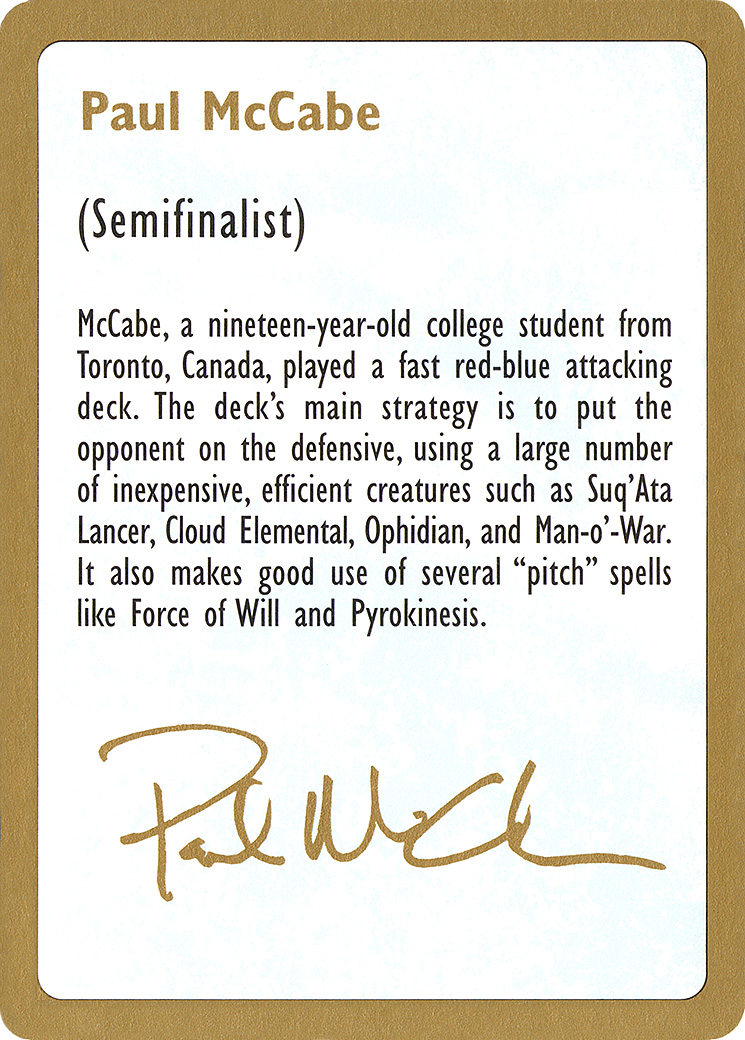 Paul McCabe Bio (WC97-PM0A) - World Championship Decks 1997