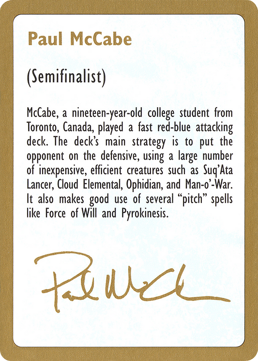 Paul McCabe Bio (WC97-PM0A) - World Championship Decks 1997